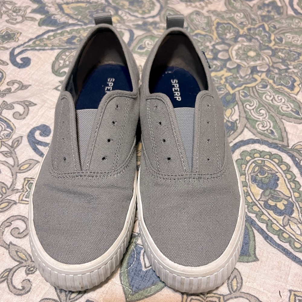 Gray sperry sneakers